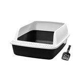Maxbell Cat Litter Box Semi Enclosed with High Side Easy to Clean Anti Splashing Blue