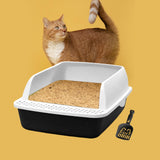 Maxbell Cat Litter Box Semi Enclosed with High Side Easy to Clean Anti Splashing Blue