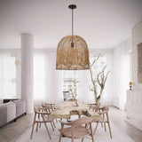 Maxbell Retro Pendant Light Handmade Rattan Lampshade Rustic for Hotel Dining Room StyleA 45CM