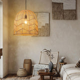 Maxbell Retro Pendant Light Handmade Rattan Lampshade Rustic for Hotel Dining Room StyleA 45CM