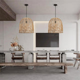 Maxbell Retro Pendant Light Handmade Rattan Lampshade Rustic for Hotel Dining Room StyleA 45CM