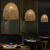 Maxbell Retro Pendant Light Handmade Rattan Lampshade Rustic for Hotel Dining Room StyleA 45CM