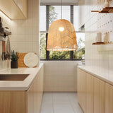 Maxbell Retro Pendant Light Handmade Rattan Lampshade Rustic for Hotel Dining Room StyleA 45CM