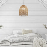 Maxbell Retro Pendant Light Handmade Rattan Lampshade Rustic for Hotel Dining Room StyleA 45CM