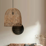 Maxbell Retro Pendant Light Handmade Rattan Lampshade Rustic for Hotel Dining Room StyleA 45CM
