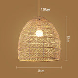 Maxbell Retro Pendant Light Handmade Rattan Lampshade Rustic for Hotel Dining Room StyleB 35CM