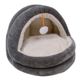 Maxbell Cute Cat Bed with Ball Toy Anti Slip Bottom Cozy Kitten Cave Kennel Dog Bed S Gray