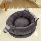 Maxbell Round Warm Bed Sleeping Dog House Kennel Puppy Cushion Pad Kitten Basket L Gray