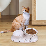 Maxbell Cat Food Bowl Plate Drinking for Small Dog Ceramic Raised Pet Feeder Tray