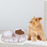Maxbell Cat Food Bowl Plate Drinking for Small Dog Ceramic Raised Pet Feeder Tray