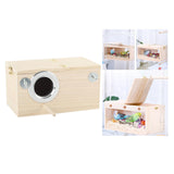 Maxbell Wood Parrot Nest Birds Breeding Box Parrot Hatching House with Perch Durable S Left Opening