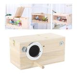 Maxbell Wood Parrot Nest Birds Breeding Box Parrot Hatching House with Perch Durable M Left Opening