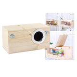 Maxbell Wood Parrot Nest Birds Breeding Box Parrot Hatching House with Perch Durable L Right Opening