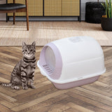 Maxbell Hooded Cat Litter Box Enclosed Potty Toilet Bedpan Container Pet Litter Tray Violet