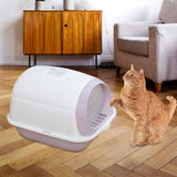 Maxbell Hooded Cat Litter Box Enclosed Potty Toilet Bedpan Container Pet Litter Tray Violet