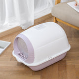Maxbell Hooded Cat Litter Box Enclosed Potty Toilet Bedpan Container Pet Litter Tray Violet