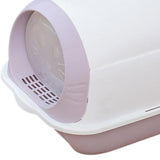 Maxbell Hooded Cat Litter Box Enclosed Potty Toilet Bedpan Container Pet Litter Tray Violet