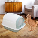Maxbell Hooded Cat Litter Box Enclosed Potty Toilet Bedpan Container Pet Litter Tray Blue