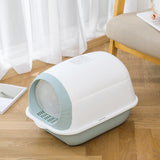 Maxbell Hooded Cat Litter Box Enclosed Potty Toilet Bedpan Container Pet Litter Tray Blue