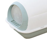 Maxbell Hooded Cat Litter Box Enclosed Potty Toilet Bedpan Container Pet Litter Tray Blue