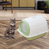 Maxbell Hooded Cat Litter Box Enclosed Potty Toilet Bedpan Container Pet Litter Tray Green
