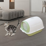 Maxbell Hooded Cat Litter Box Enclosed Potty Toilet Bedpan Container Pet Litter Tray Green