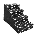 Maxbell Comfortable Dog Stairs Ladder Ramp Detachable Warm Cover Washable for Bed Black Footprint