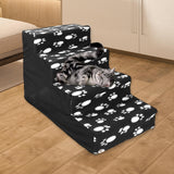 Maxbell Comfortable Dog Stairs Ladder Ramp Detachable Warm Cover Washable for Bed Black Footprint