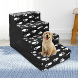 Maxbell Comfortable Dog Stairs Ladder Ramp Detachable Warm Cover Washable for Bed Black Footprint