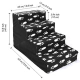 Maxbell Comfortable Dog Stairs Ladder Ramp Detachable Warm Cover Washable for Bed Black Footprint