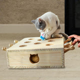 Maxbell Wooden Cat Toys Whack Mole Kitty Catching Maze Box Pet Supplies Interactive Mice Shape