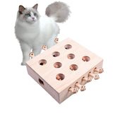 Maxbell Wooden Cat Toys Whack Mole Kitty Catching Maze Box Pet Supplies Interactive Doll Shape