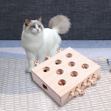 Maxbell Wooden Cat Toys Whack Mole Kitty Catching Maze Box Pet Supplies Interactive Doll Shape