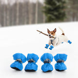 Maxbell 4Pcs Dog Boots Pet Supplies Comfortable for Outdoor Winter Snow 3 Blue 4.5cmx3.5cm