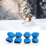 Maxbell 4Pcs Dog Boots Pet Supplies Comfortable for Outdoor Winter Snow 3 Blue 4.5cmx3.5cm