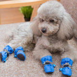 Maxbell 4Pcs Dog Boots Pet Supplies Comfortable for Outdoor Winter Snow 6 Blue 6cmx5cm