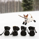 Maxbell 4Pcs Dog Boots Pet Supplies Comfortable for Outdoor Winter Snow 1 Black 3.5cmx2.5cm
