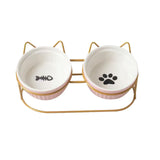 Maxbell Cat Food Bowls Detachable Elevated Cat Dishes Neck Guard Portable for Kitty Pink