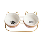 Maxbell Cat Food Bowls Detachable Elevated Cat Dishes Neck Guard Portable for Kitty Pink
