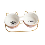 Maxbell Cat Food Bowls Detachable Elevated Cat Dishes Neck Guard Portable for Kitty Pink