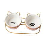 Maxbell Cat Food Bowls Detachable Elevated Cat Dishes Neck Guard Portable for Kitty Pink