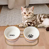 Maxbell Cat Food Bowls Detachable Elevated Cat Dishes Neck Guard Portable for Kitty Pink
