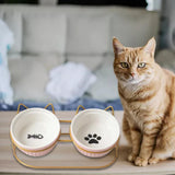 Maxbell Cat Food Bowls Detachable Elevated Cat Dishes Neck Guard Portable for Kitty Pink