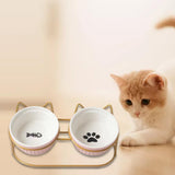 Maxbell Cat Food Bowls Detachable Elevated Cat Dishes Neck Guard Portable for Kitty Pink