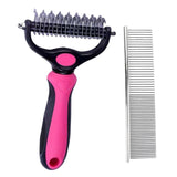 Maxbell Pet Cleaning Slicker Brush Cat Dematting Comb Dog Grooming Rake Hair Removal Pink