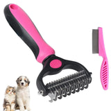 Maxbell Pet Cleaning Slicker Brush Cat Dematting Comb Dog Grooming Rake Hair Removal Pink