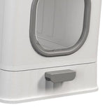 Maxbell High Capacity Cat Litter Box Toilet Washroom Full Closed with Shovel Large Gray