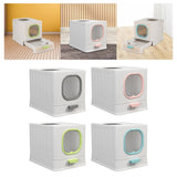 Maxbell High Capacity Cat Litter Box Toilet Washroom Full Closed with Shovel Large Gray