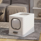 Maxbell High Capacity Cat Litter Box Toilet Washroom Full Closed with Shovel Large Gray