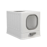 Maxbell High Capacity Cat Litter Box Toilet Washroom Full Closed with Shovel Large Gray